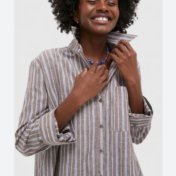 Tuckernuck Dove Stripe Linen Carlotta Shirtdress XS - Picture 4 of 16